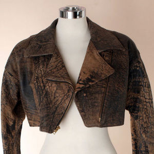 FIRENZE Leather Short Vintage Jacket Coat Biker